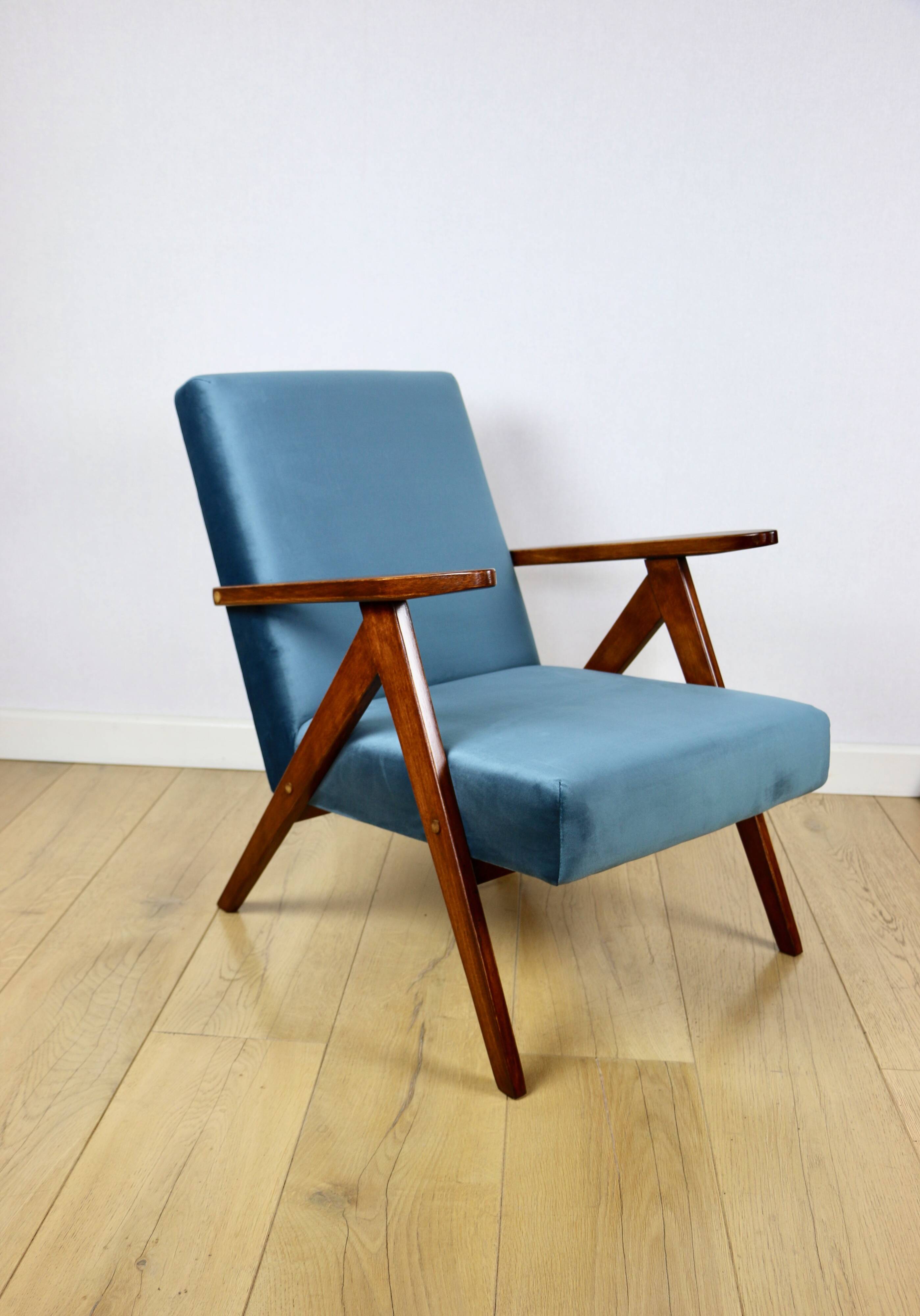 Fauteuil B-310 VAR en velours bleu mer - 2 pièces disponibles