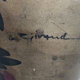 Sculptural vase signed Louis Giraud, Vallauris, hand-painted floral decoration.