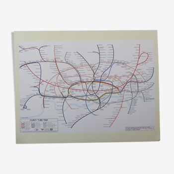 Map of the London Underground in 2005. Beautiful reproduction to frame