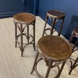 Set of 4 dark wood bar stools