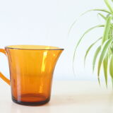 Arcoroc water pitcher, smoky yellow, plain, 1960s vintage French