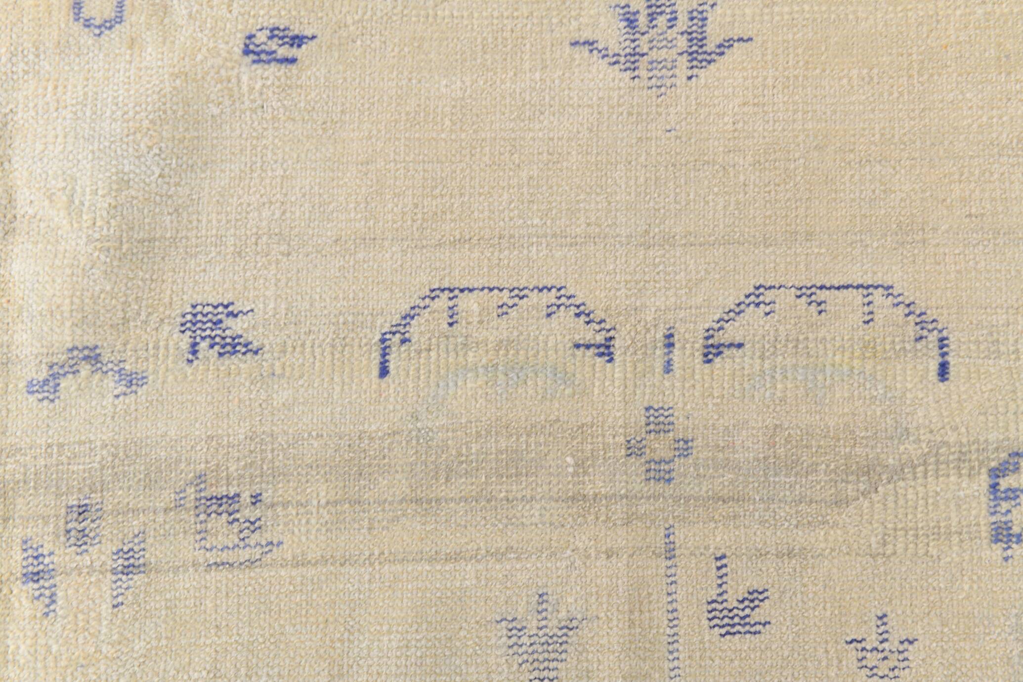 3x12 Blue & Beige Antique Vintage Runner Rug, 80x369Cm SK 23836