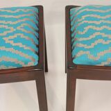 Pair of 50/60 design stools, jacquard fabric.