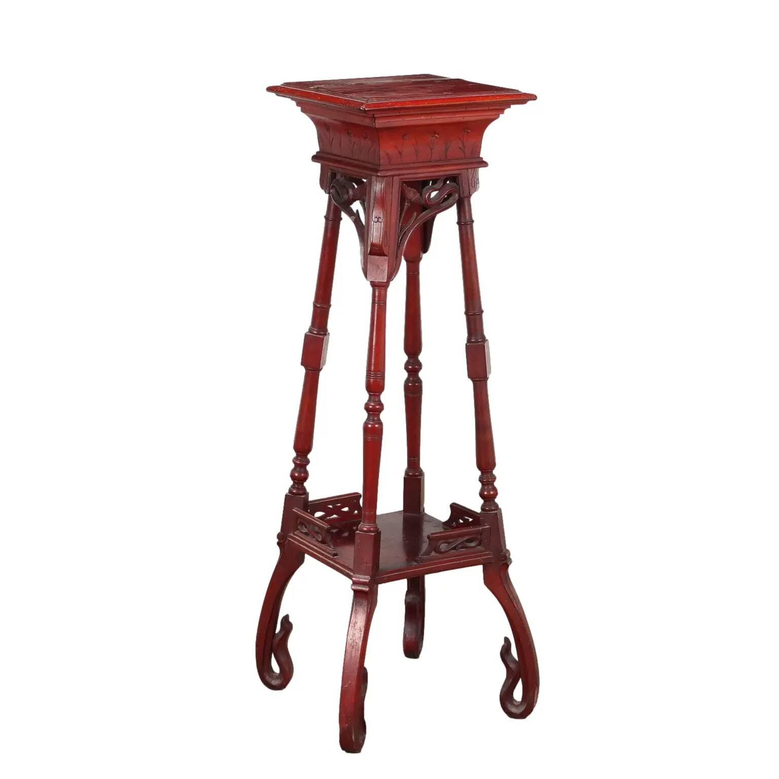 Antique walnut vase holder with decorations, 19th century