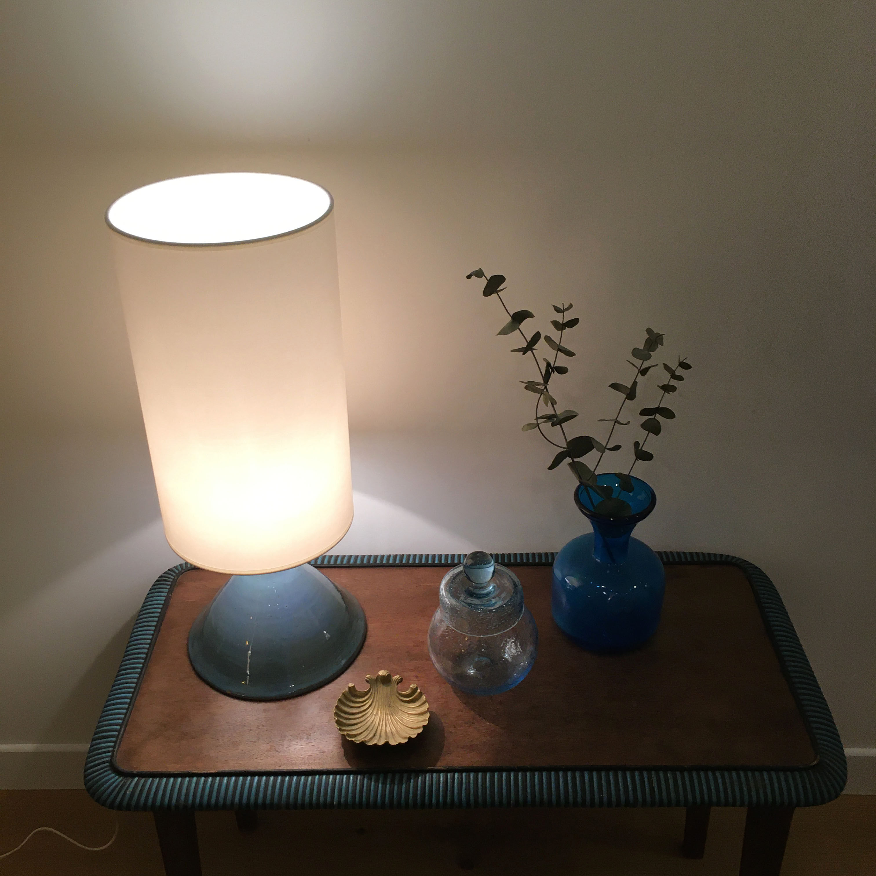 Vintage blue sandstone lamp 1960