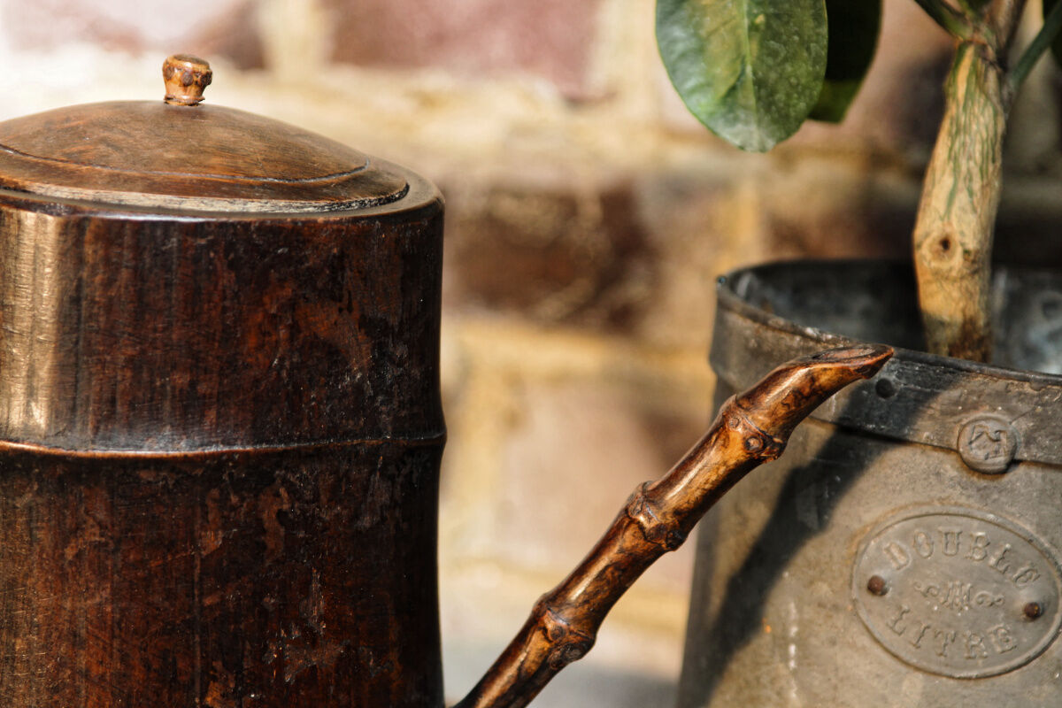 Japanese teapot in carved bamboo late 19th century