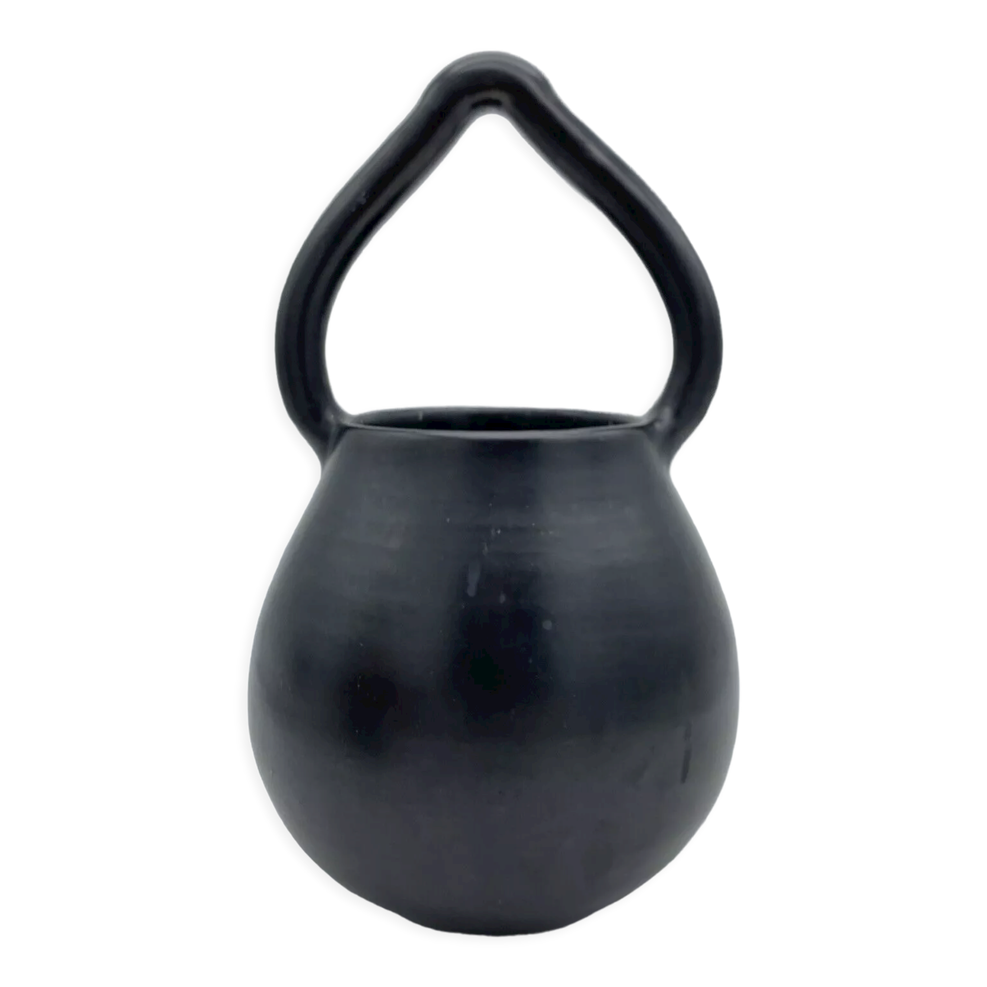 Vase Cache pot to hang handle in black ceramic
