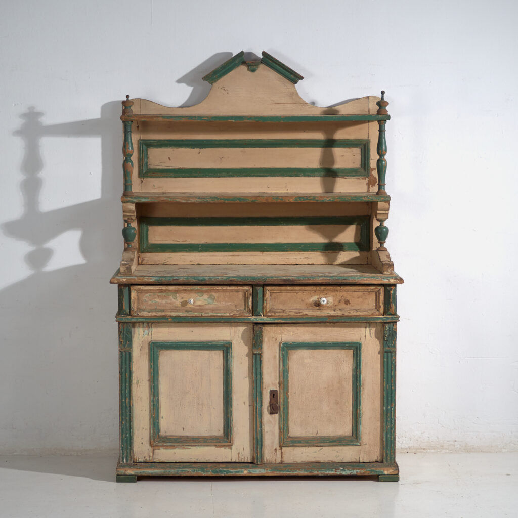 Pine kitchen buffet with two doors and shelves – Central Europe, around 1910