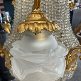 Large 19th century Empire Montgolfière chandelier in bronze and crystal