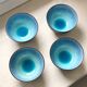 4 Bols en grès japonais émaillé turquoise Neufs