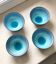4 Bols en grès japonais émaillé turquoise Neufs