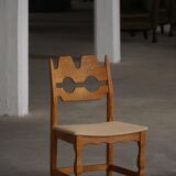 Set of 8 Razorblade chairs in oak and jute by Henning Kjærnulf, 1960s