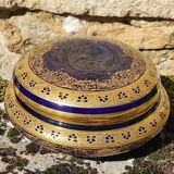 Large Limoges porcelain candy box - Oven blue and gold -