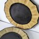 6 ceramic dessert plates shaped like a sunflower, signed CB.
