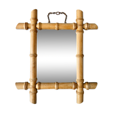 Miroir en bambou des années 50