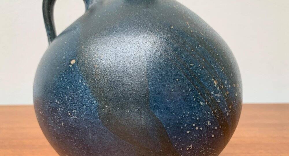 Vintage German brutalist studio pottery vase carafe by Gerhard Liebenthron, 1980.