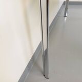 Vintage curved rectangular dining table in smoked glass and chrome metal