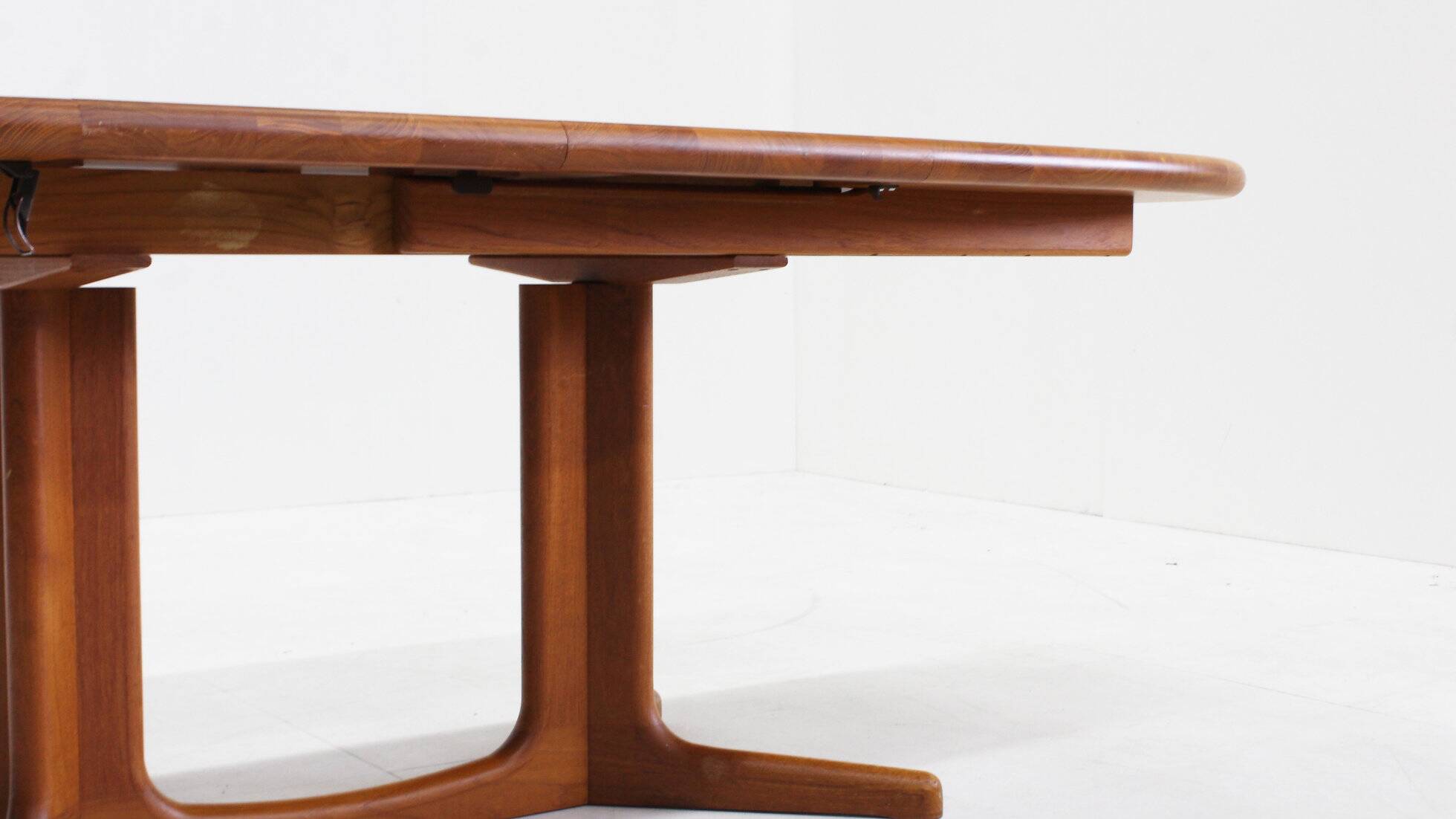 Vintage Glostrup Danish oval extendable dining table solid teak 1960s