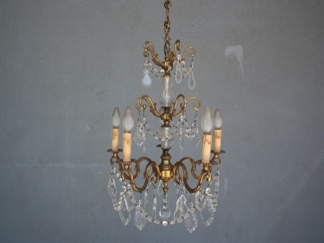 Gilded tassels time 1900 bronze chandelier