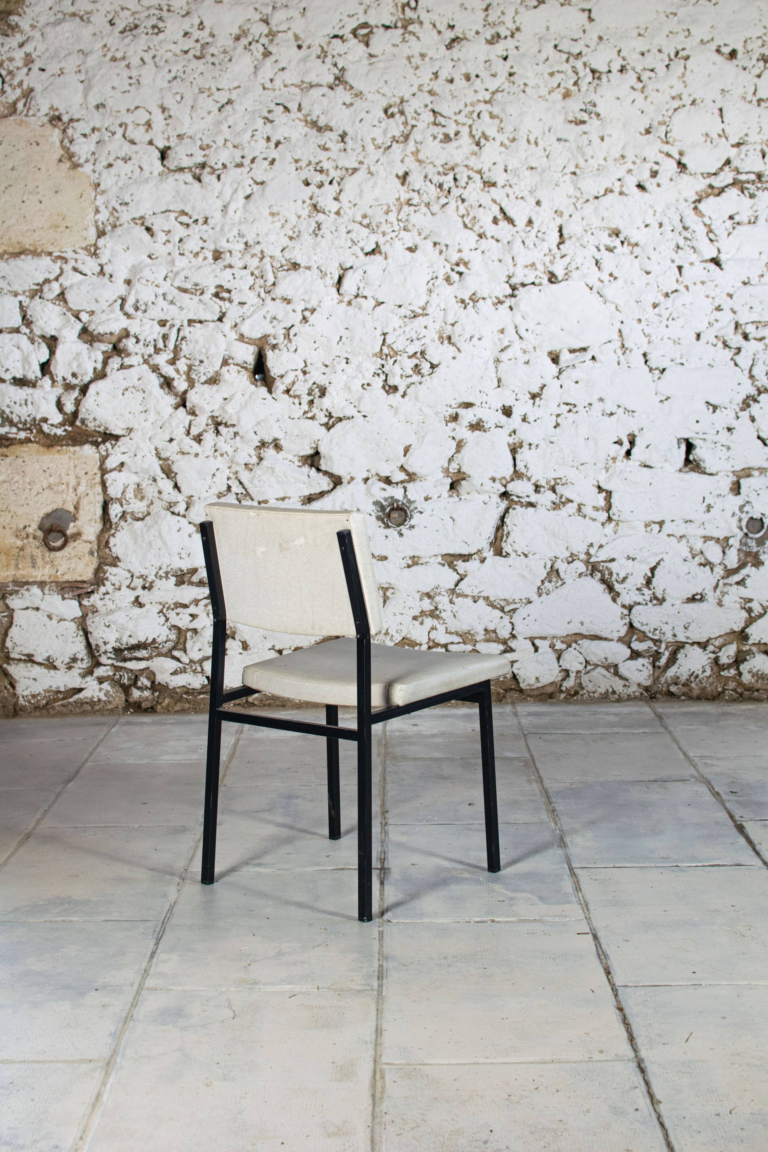 Modernist white skai chair, 1950