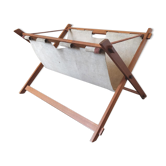 Scandinavian teak and leather magazine holder