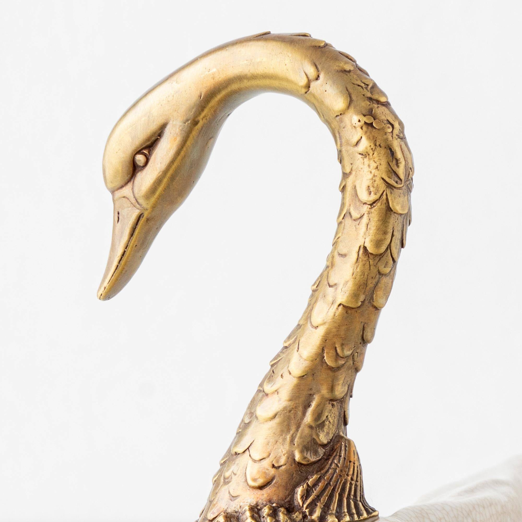 Sculptural Art Nouveau Swan Coupe in Crackled Glazed Porcelain and Gilded Metal