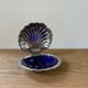 Vintage blue glass shell butter dish from Italy, 1960s