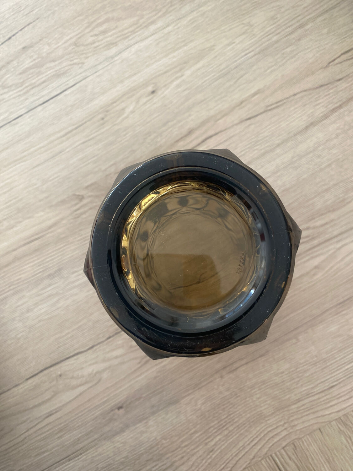 Smoked black chiseled glass vase