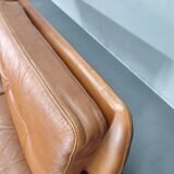 Svend Skipper Danish Leather Sofa Cognac Chrome, 1960s
