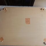 Plateau en bois decor fleurs roses