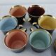 Porcelain coffee set - Porcelac - 6 cups + saucers - black and colors