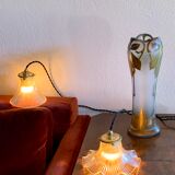 Duo lamps Holophane floral style