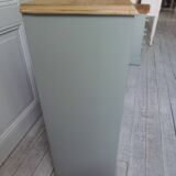 Furniture, vintage bookcase re-enchanted in verdigris, wooden top.