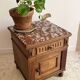 Table de chevet ancienne en bois et marbre