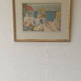 Aquarelle "Tibériade" d'Anna Weingrün-Lieblich (1904-1994).
