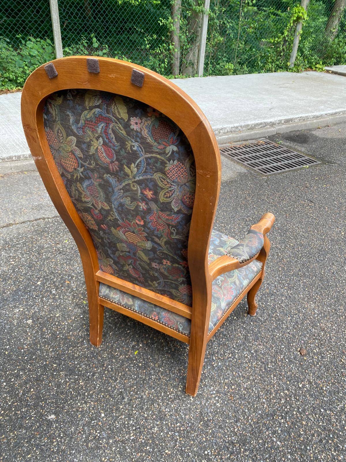 Voltaire armchair Louis Philippe in solid wood and fabric