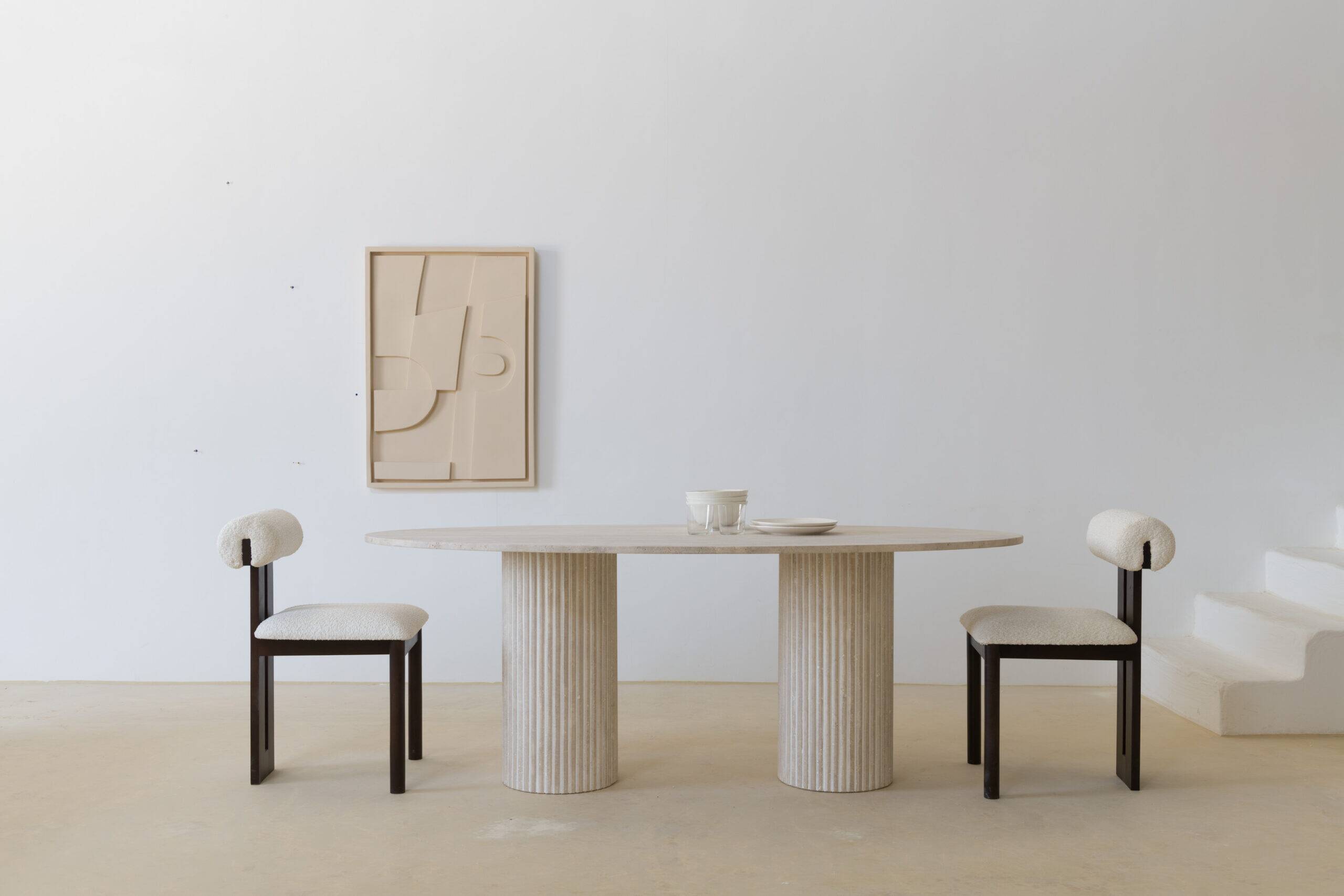 Calypso Oval Dining Table - Natural Travertine