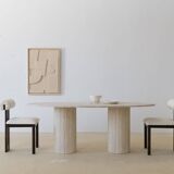 Calypso Oval Dining Table - Natural Travertine