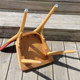 5 chairs light beech skaï red 1950