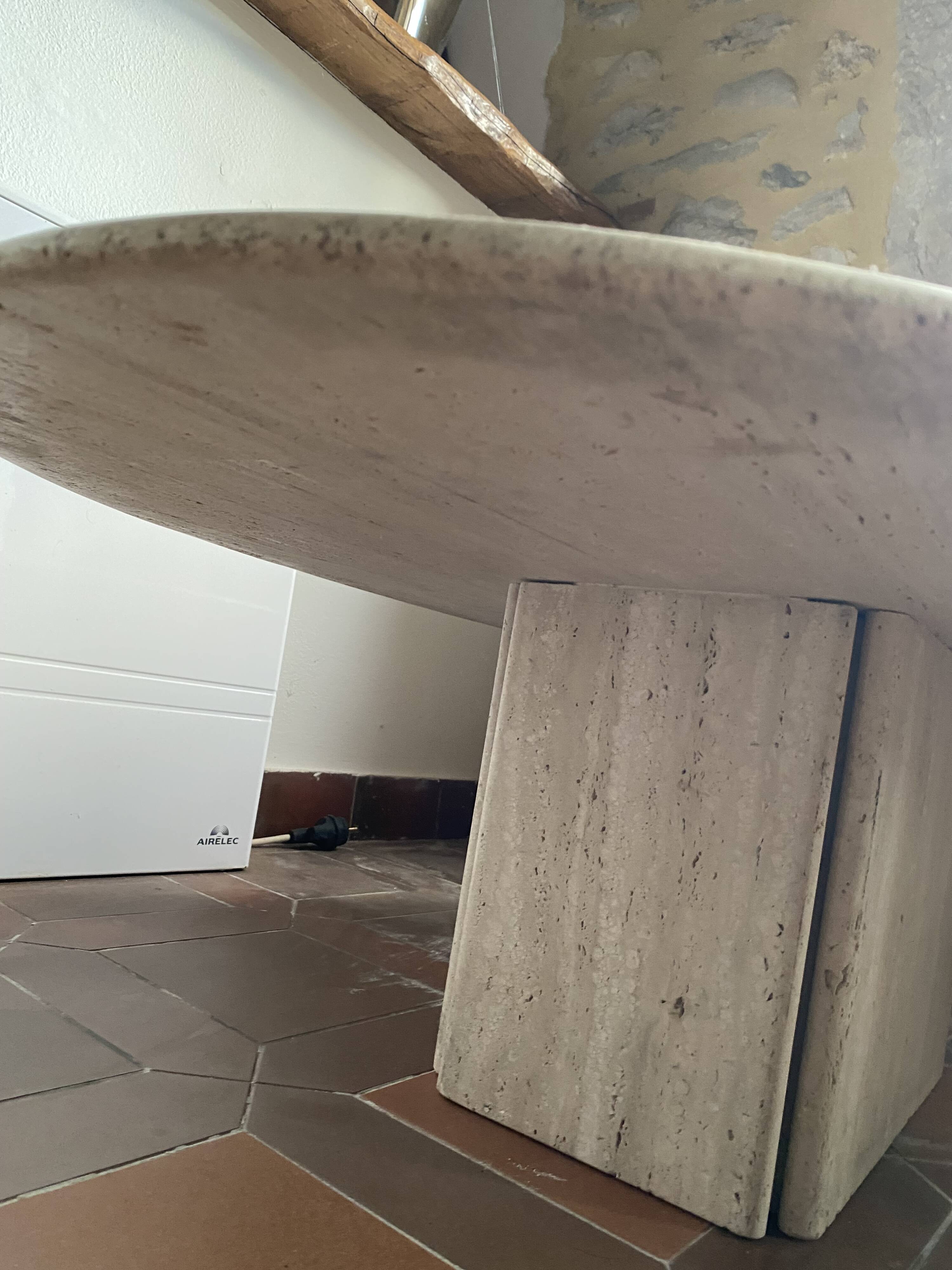 Travertine table base