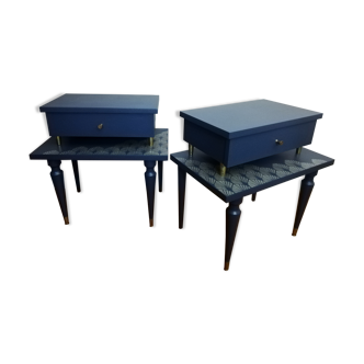 Pair of 60s night blue bedside