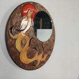 Enamel mirror on Volvic lava by Jacques Avier, 1980s