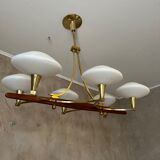 Vintage brass and opaline chandelier