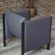 1980s Club armchair in fabric and metal