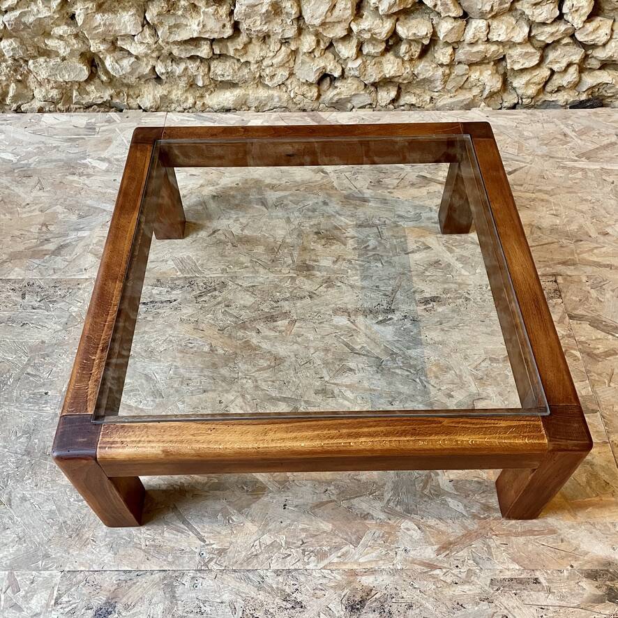 Table basse bois et verre