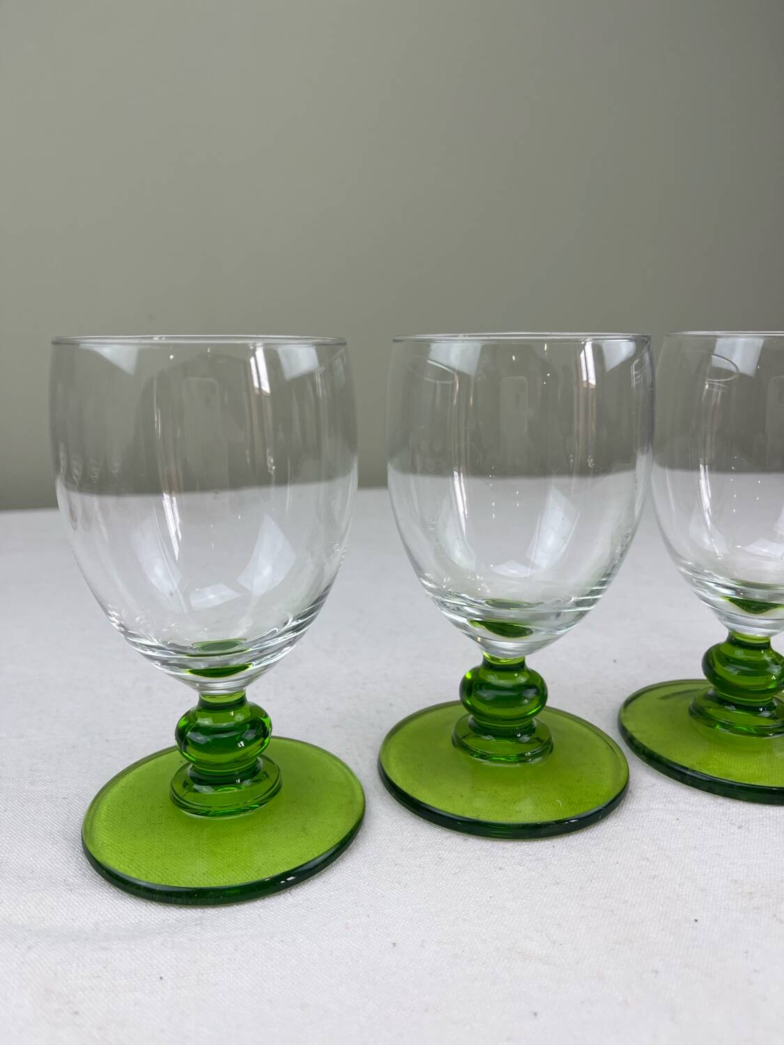 4 vintage green glasses