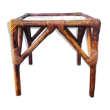 Low table in rattan and smoked glass