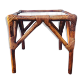 Low table in rattan and smoked glass