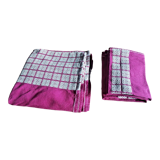 Nappe et 8 serviettes brodées basque ancienne rouge bordeaux