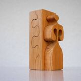 Puzzle in wood sculpture by Gunnar Kanevad for Gamla Linköping, Sweden, 1962.